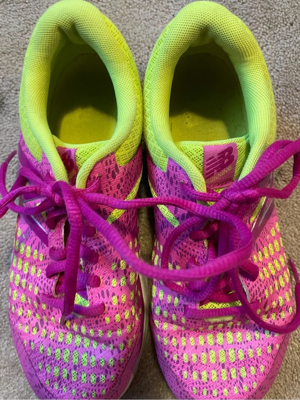 Girls’ Size 4 New Balance Hot Pink & Neon Yellow Sneakers